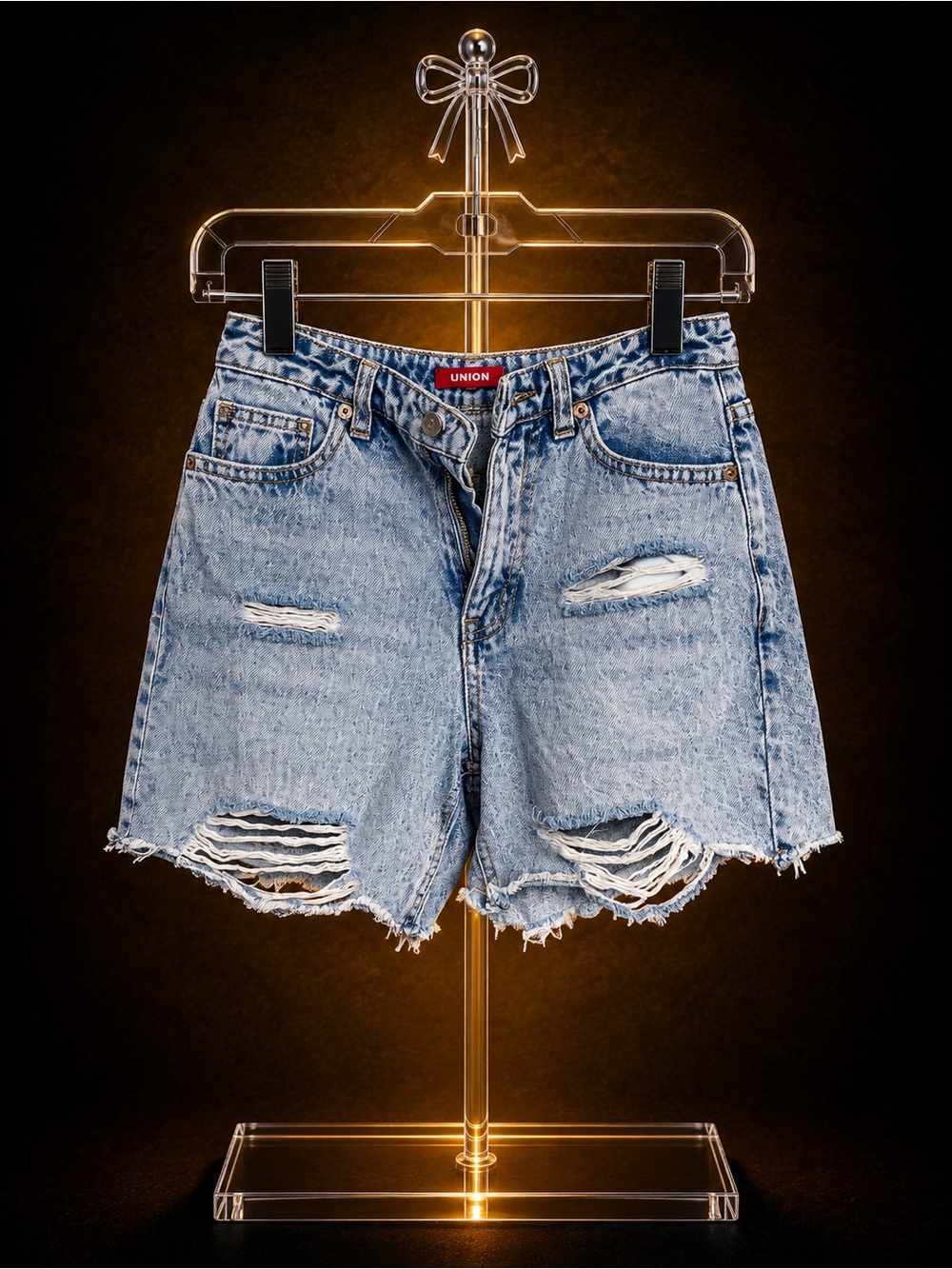 Light Blue Distressed Denim Shorts